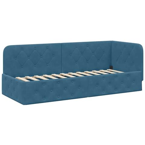 Cornice del letto ad angolo Blu 80 x 200 cm Velluto - Foto 1