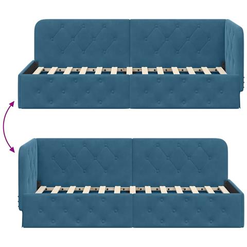 Cornice del letto ad angolo Blu 80 x 200 cm Velluto - Foto 9