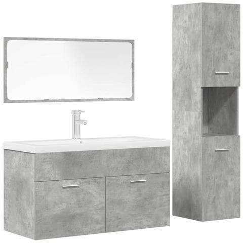 Set Mobili da Bagno 4 pz Grigio Cemento in Legno Multistrato - Foto 1