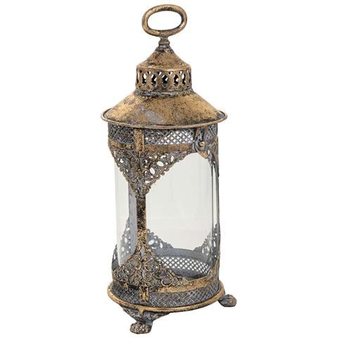 Portacandele In Metallo Dorato 17x17x42h - Foto 1