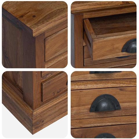 Cassettiera Naturale 35 x 30 x 60 cm Legno di teak solido - Foto 9