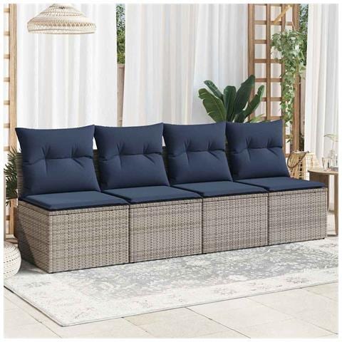 | Divano da giardino | Grigio 220 x 62 x 69cm polyrattan - Foto 2