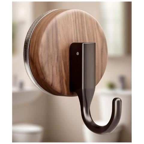 Ganci Con Ventosa Effetto Noce - Confezione Da 5, Abs, Blocco A Pressione, Montaggio Senza Fori Per Cucina Bagno Soggiorno White - Foto 7