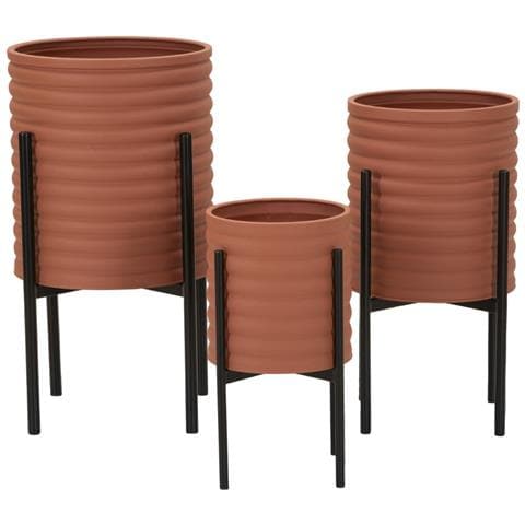 Tris Portavasi Milly In Ferro E Terracotta 3 Misure - Foto 1