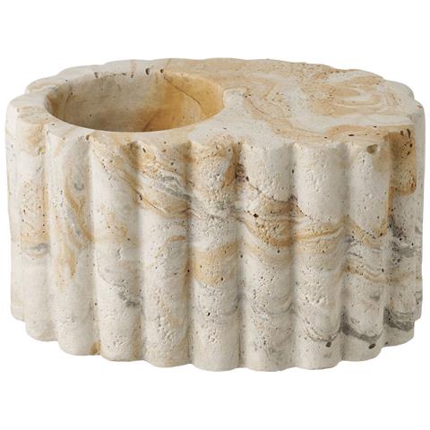 Portacandela Per Tealight In Cemento Marmorizzato Marrone-beige Ø10,5x5,5 Cm - Foto 1