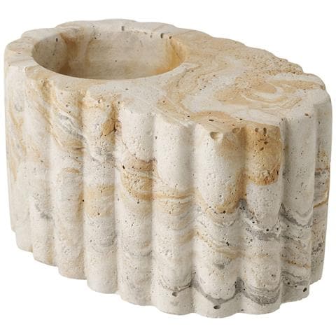 Portacandela Per Tealight In Cemento Marmorizzato Marrone-beige Ø10,5x5,5 Cm - Foto 2