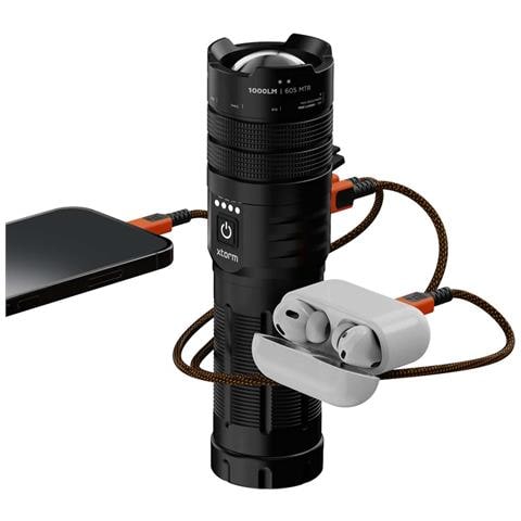 Batteria Esterna 10500mah Usb-c Ip44 Con Torcia Led 1000 Lumen, Nero - Foto 2