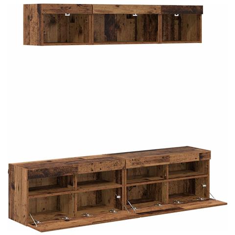 Unità a muro per TV con LED 5 pcs Legno vecchio 80 x 30 x 40 cm - Foto 9