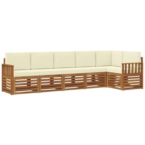 Set divani 6 pcs Naturale e Crema Legno di Acacia Massello - Foto 1