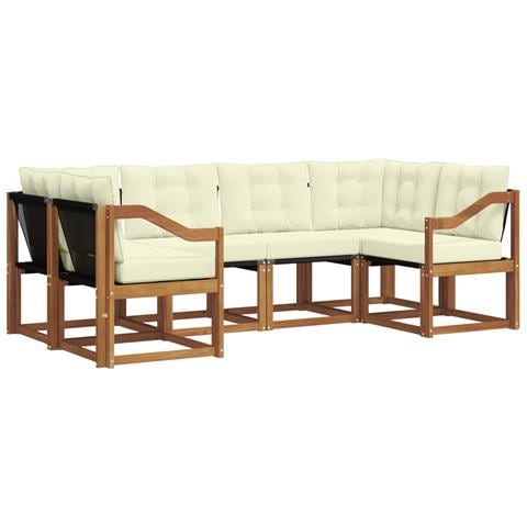 Set di divani da esterno con cuscino 6 pcs Naturale e Crema - Foto 1