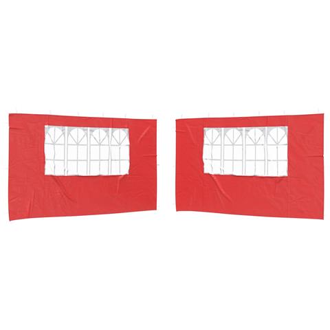 Parete per tenda da festa 2 pcs 400 x 195 cm Rosso PE e Acciaio - Foto 1