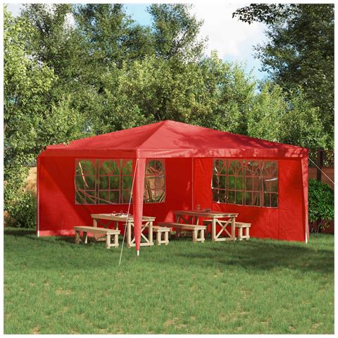 Parete per tenda da festa 2 pcs 400 x 195 cm Rosso PE e Acciaio - Foto 2