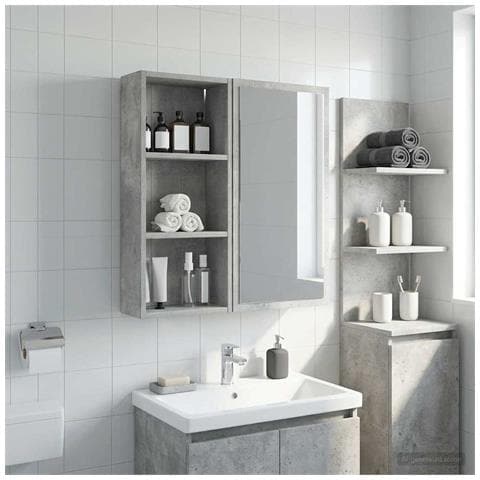Armadio da bagno a muro Grigio Cemento 30 x 14 x 70 cm - Foto 2