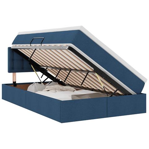 Letto con contenitore e materasso con testiera Blu 120 x 190 cm - Foto 1