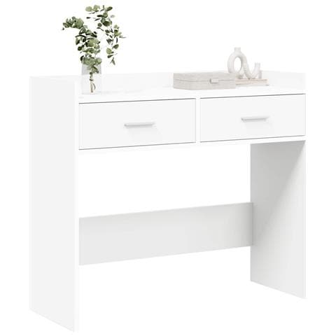 Tavolo consolle Bianco 90 x 35 x 80 cm Legno ingegnerizzato - Foto 2