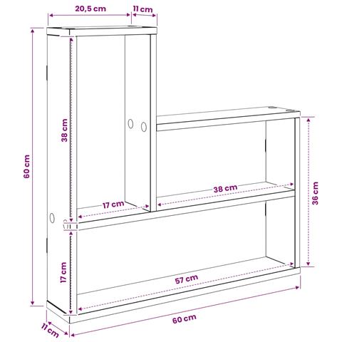 Scaffale da parete Sonoma grigio 60 x 11 x 60 cm - Foto 8