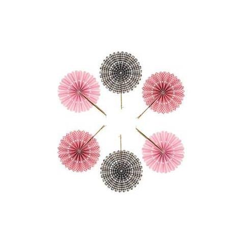 6 Ventilatori Di Carta - Rosa E Nero - Foto 1
