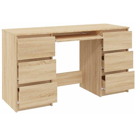 Scrivania Rovere Sonoma 140x50x77 cm in Legno Multistrato - Foto 8