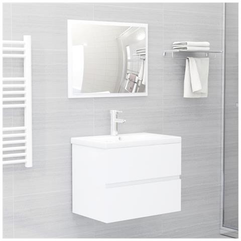 Mobile Lavabo Bianco 60x38,5x45 cm in Legno Multistrato - Foto 2