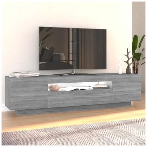 Mobile Porta TV con Luci LED Grigio Sonoma 160x35x40 cm - Foto 2