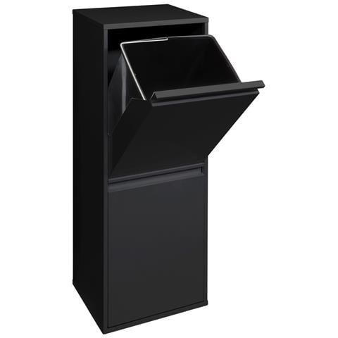Basic Cr206-b Pattumiera Per Raccolta Differenziata, 2 Secchi, Mobile D'acciaio Per Differenziata, 2 X 17 L (34 L), Nero - Foto 1