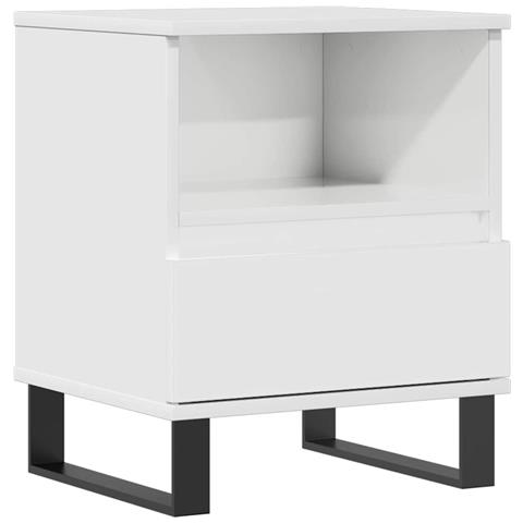 Comodino Bianco Lucido 40x35x50 Cm In Legno Multistrato - Foto 1