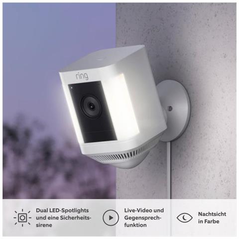 Ring Spotlight Cam Plus Plug Scatola Telecamera Di Sicurezza Ip Esterno 1920 X 1080 Pixel Soffitto /muro - Foto 3