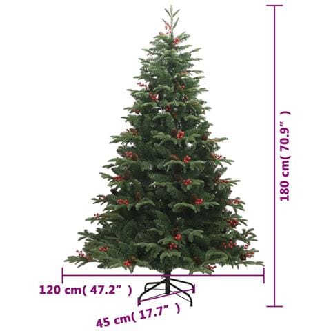 Albero Natale Artificiale Incernierato Con Pigne E Bacche 180cm - Foto 2