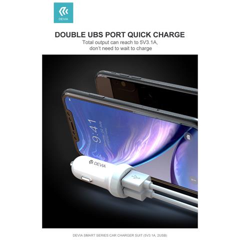 Suit Carica Auto 3,1A 2 Out + Cavo Lightning per Apple iOS - Foto 1