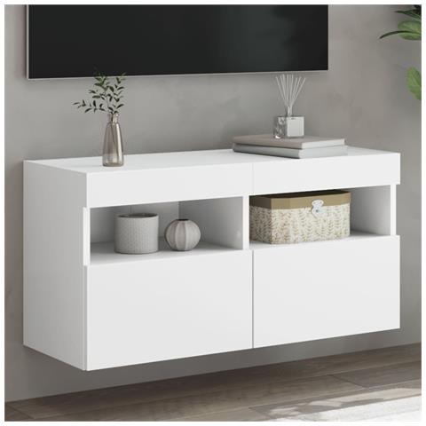 Mobile Tv A Parete Con Luci Led Bianco 80x30x40 Cm - Foto 1