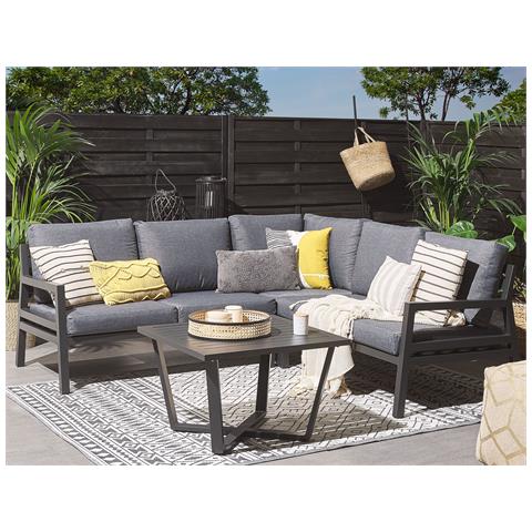 Salottino Da Esterno Angolare Per 5 Persone Grigio E Nero Vizzini - Foto 1