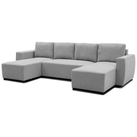 Divano Angolare Trasformabile Panoramico Pharel 5/6 Posti - Tessuto Mouse - Contenitore - 297 X 155 X 85 Cm - Foto 1