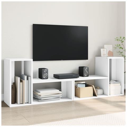 Mobili Tv A Parete 2pz Bianchi 75x30x50 Cm In Legno Multistrato - Foto 1