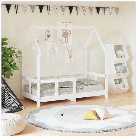 Giroletto Per Bambini Bianco 70x140cm In Legno Massello Di Pino - Foto 1
