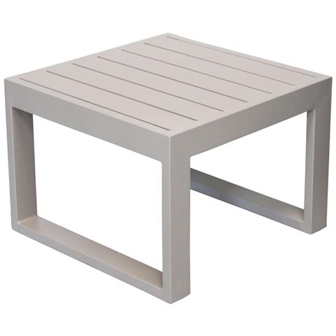 Tavolino Basso Quadrato 45x45 Cm Da Esterno Giardino Per Salotto Con Struttura In Alluminio E Piano Effetto Doghe Milos - Foto 1
