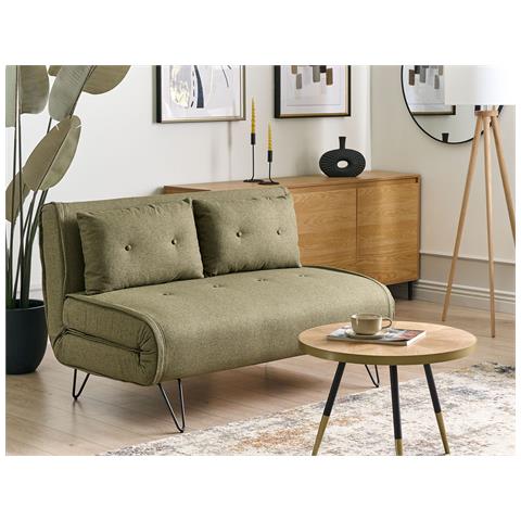 Divano Letto 2 Posti Vestfold Tessuto Verde Oliva - Foto 1