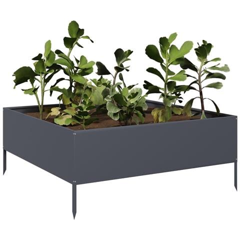 Fioriera Rialzata da Giardino Antracite 100x100x25 cm Acciaio - Foto 2