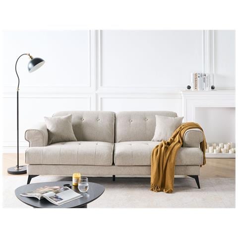 Divano 3 Posti Skive Tessuto Tortora - Foto 1