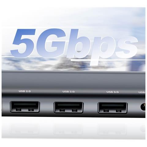 Adattatore Multiporta Usb-c 100w + Hdmi 4k + 3 Usb + Lettore Schede Sd, Nero - Foto 5