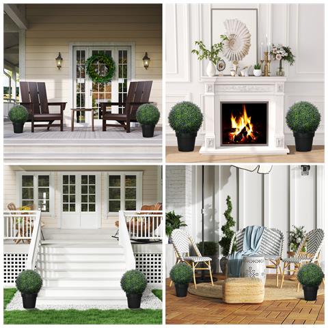 Set di 2 Piante Artificiali a Sfera con Fiori di Lavanda per Casa e Giardino Ø42 cm, Verde e Viola - Foto 6