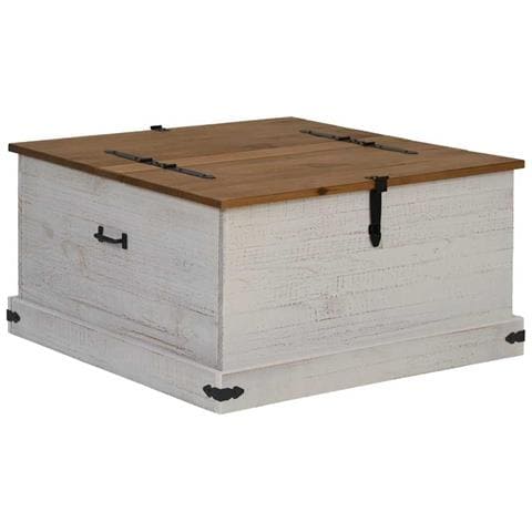 Cassapanca Halden Bianco 91x91x47 Cm In Legno Massello Di Pino - Foto 2