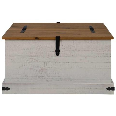 Cassapanca Halden Bianco 91x91x47 Cm In Legno Massello Di Pino - Foto 3