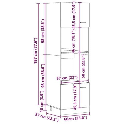 Mobile per Microonde “Lyon” Legno Antico 60x57x207 cm - Foto 2