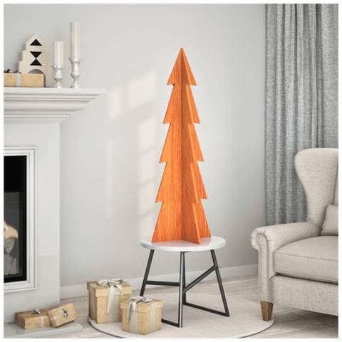 Albero Di Natale Marrone Cera 112 Cm In Legno Massello Di Pino - Foto 1