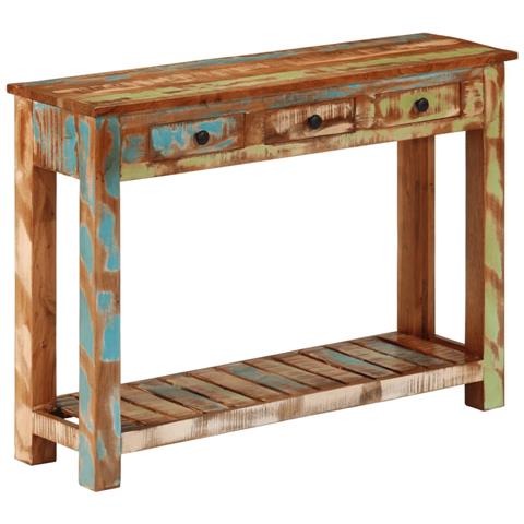 Tavolo Consolle 110x30x76 Cm In Legno Massello Riciclato - Foto 3