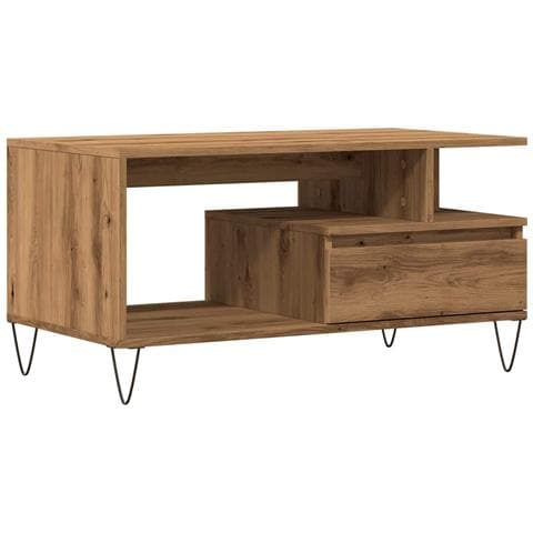 Tavolino Salotto Rovere Artigianale 90x49x45 Cm Multistrato - Foto 2