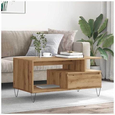 Tavolino Salotto Rovere Artigianale 90x49x45 Cm Multistrato - Foto 3