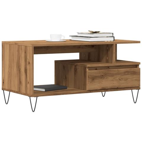 Tavolino Salotto Rovere Artigianale 90x49x45 Cm Multistrato - Foto 1