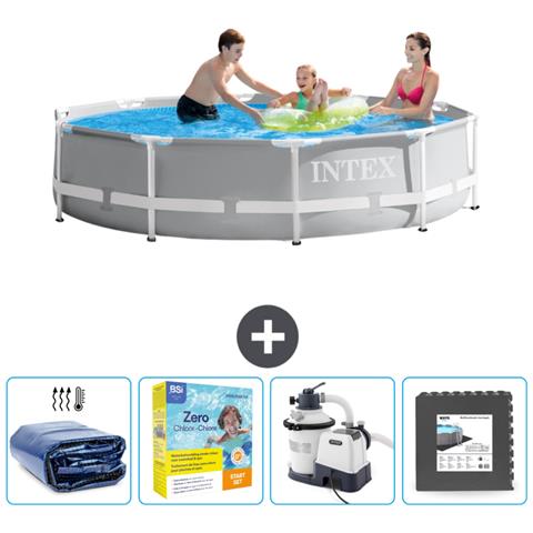 Piscina Fuori Terra - In Giro - 305x305x76 Cm - Grigio - Include Accessori Coordinati Cb68 - Foto 1