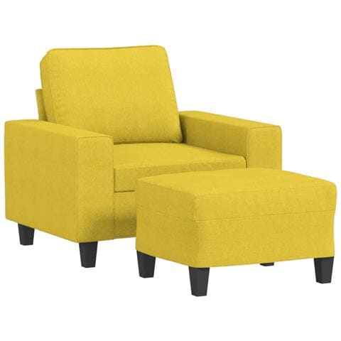 Poltrona con Poggiapiedi Giallo Chiaro 60 cm in Tessuto - Foto 1